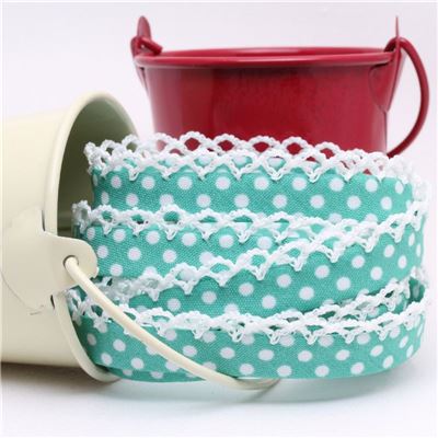 Crochet Edge - Mint/White Spot